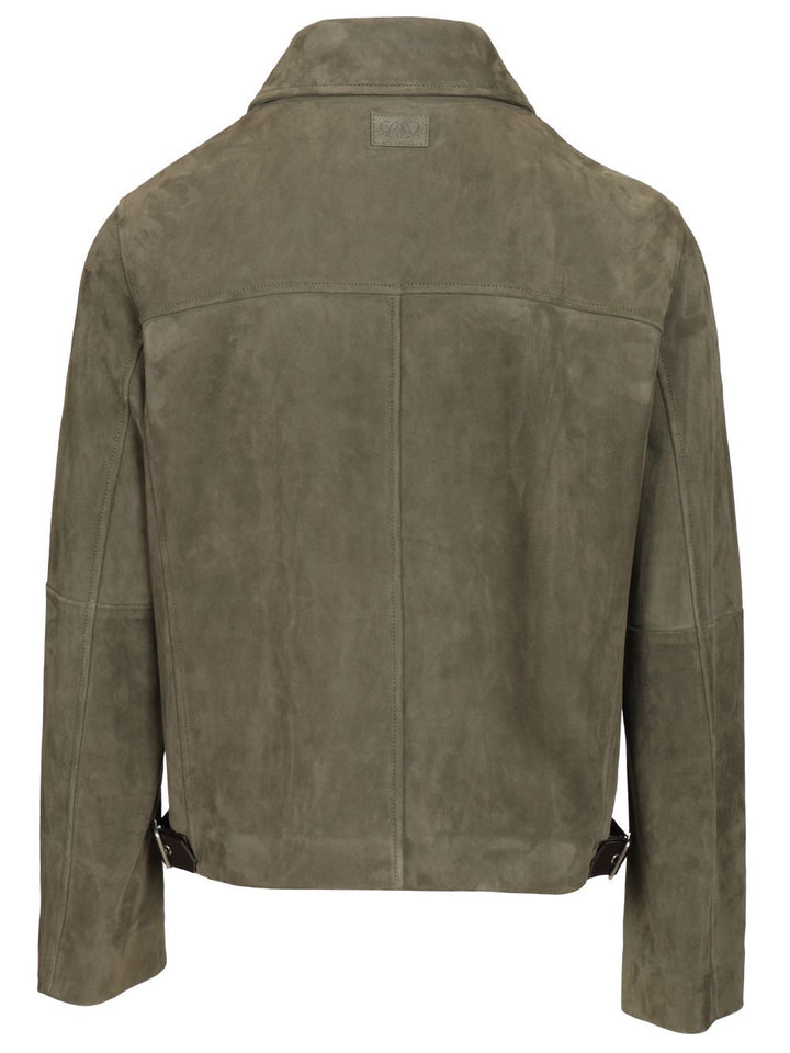 Loewe Lightweight Suede Lambskin Jacket Jackets - Green | 5e1dde44f6ad700f73a6c65d410026d9cfc08eb6