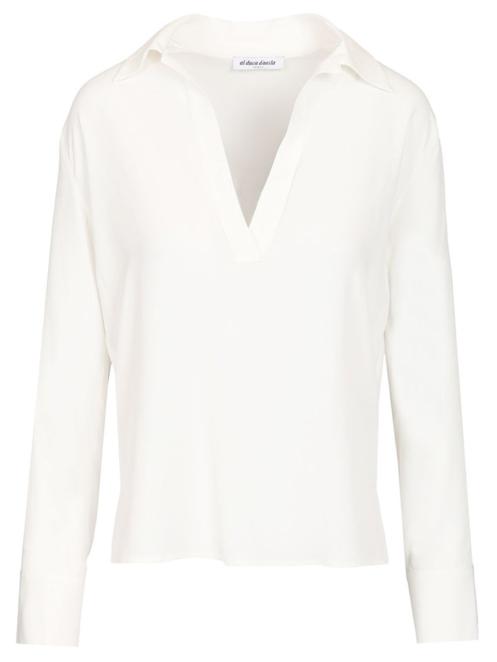 Al Duca D'Aosta Long-Sleeved Tunic Tops - White | 3ec3d35ee0909fae1e2c8f580aca50e53631df5f