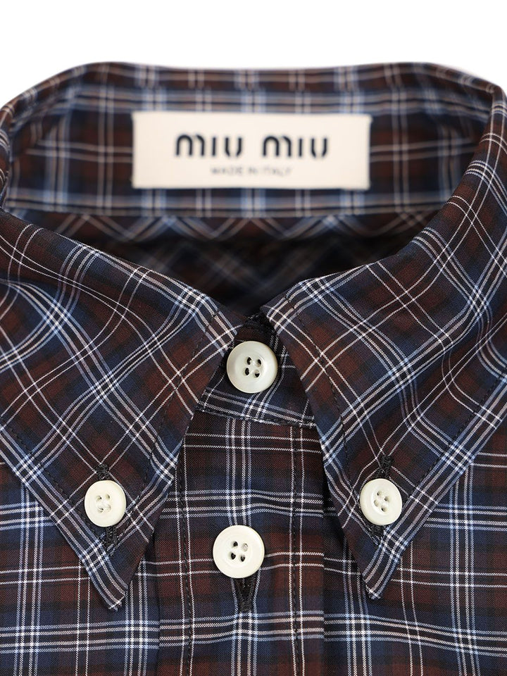 Miu Miu Tartan Shirt Shirts - Blue | ac8a758da94a3e29f3c2db358183591bed559771