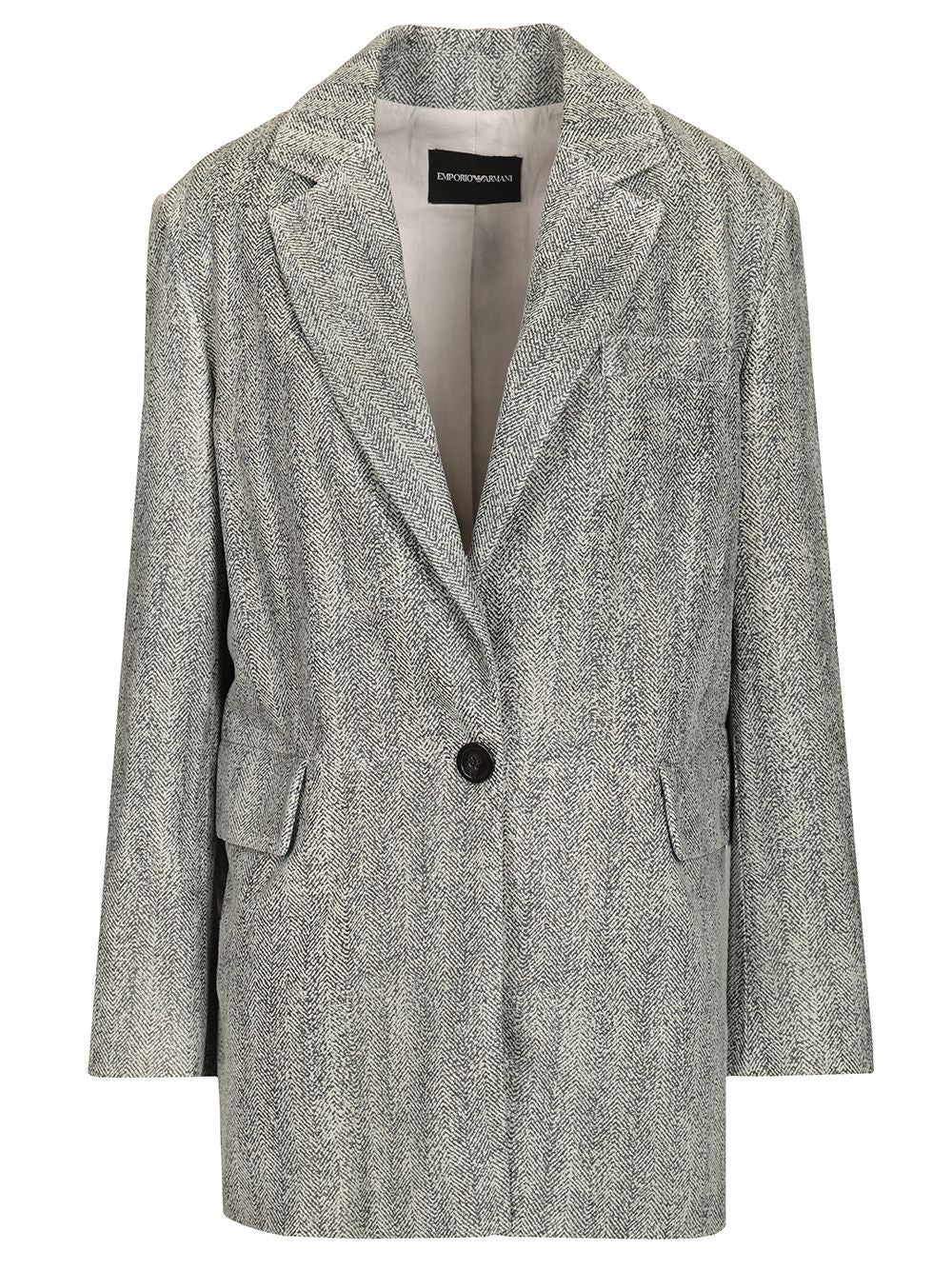 Emporio Armani Signature Blazer Jackets - Grey | 8d37bdc899e825dd8988f4c613a2a5cdffc86ae6