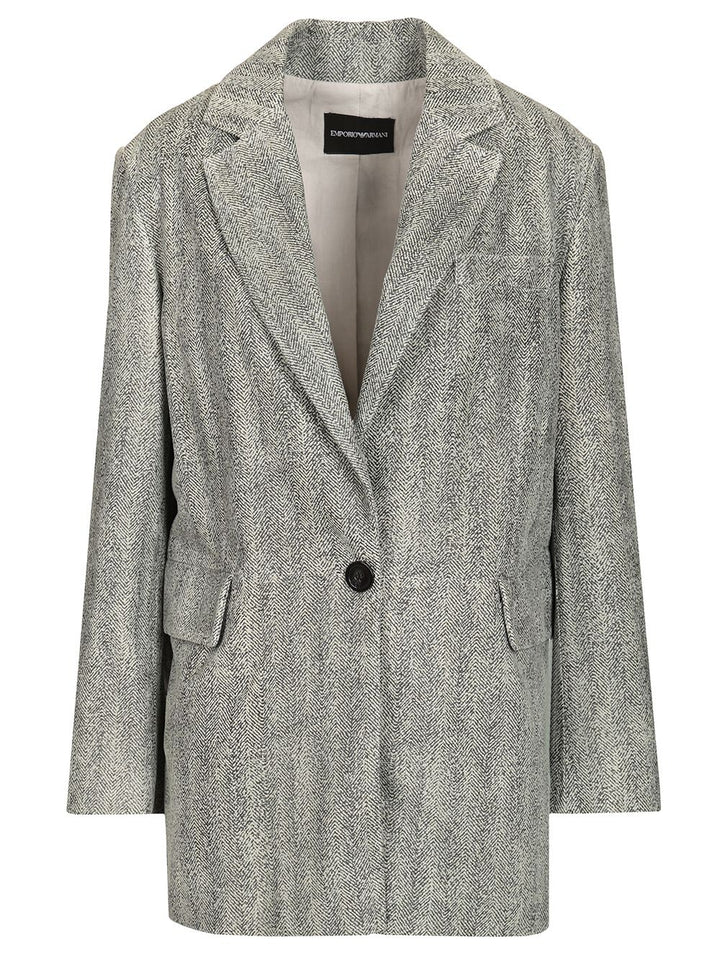 Emporio Armani Signature Blazer Jackets - Grey | 8d37bdc899e825dd8988f4c613a2a5cdffc86ae6