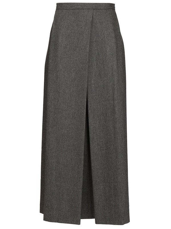 Wool Midi Pleated Skirt Skirts Grey
