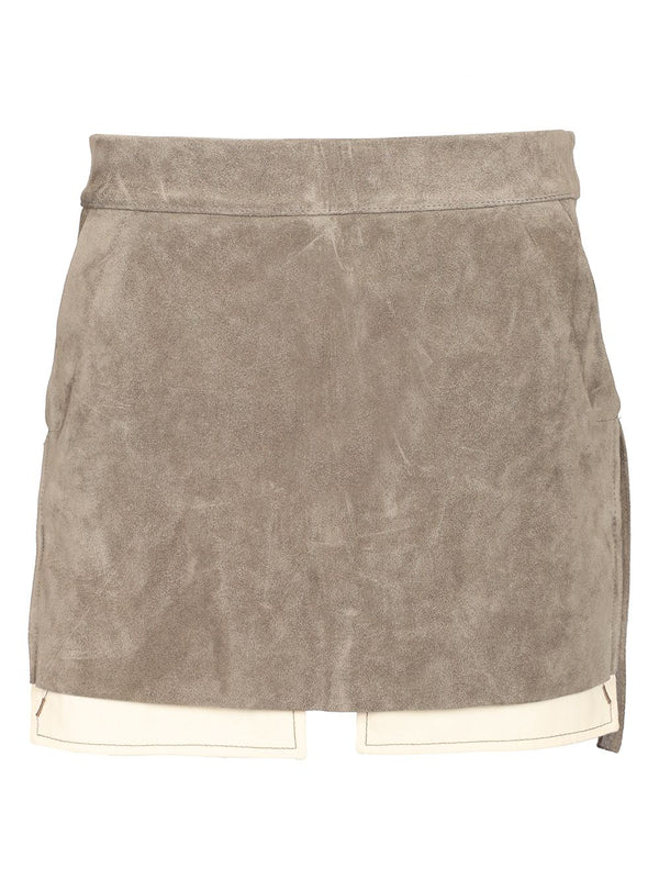 Fog Cutoff Mini Skirt Suede Skirts Green