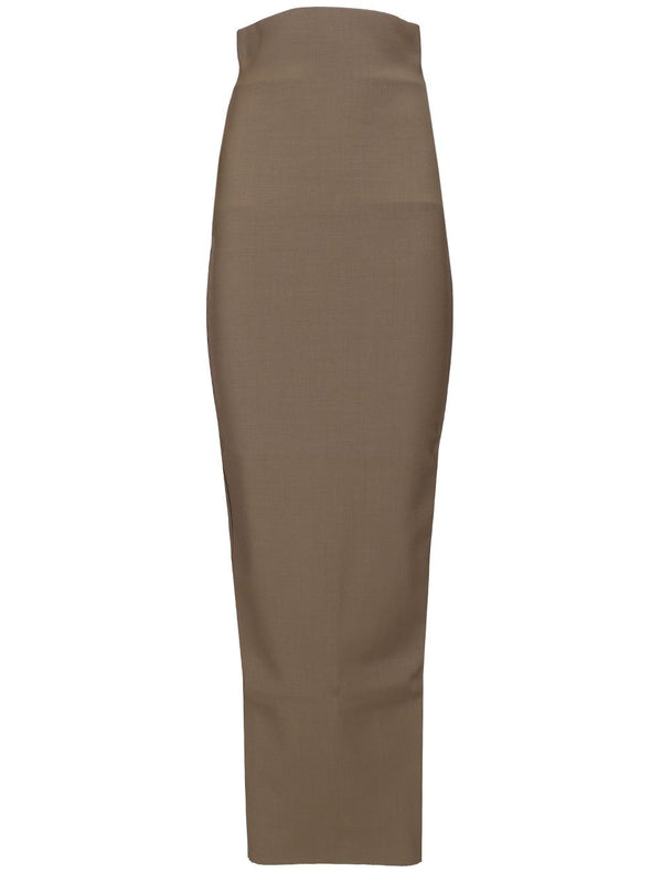 Dirt Pillar Skirt Stretch Wool Skirts Brown