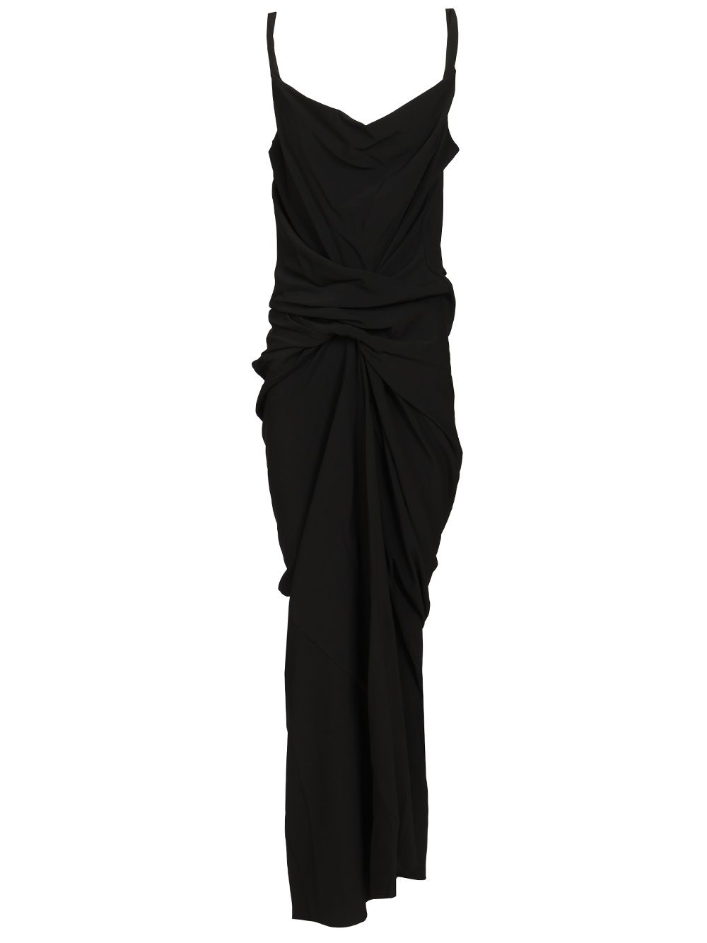 Rick Owens Strutter Draped Dress Heavy Cady Dresses - Black | 9f7f87ab93894e41426376ebfd7d24a8b39940c7