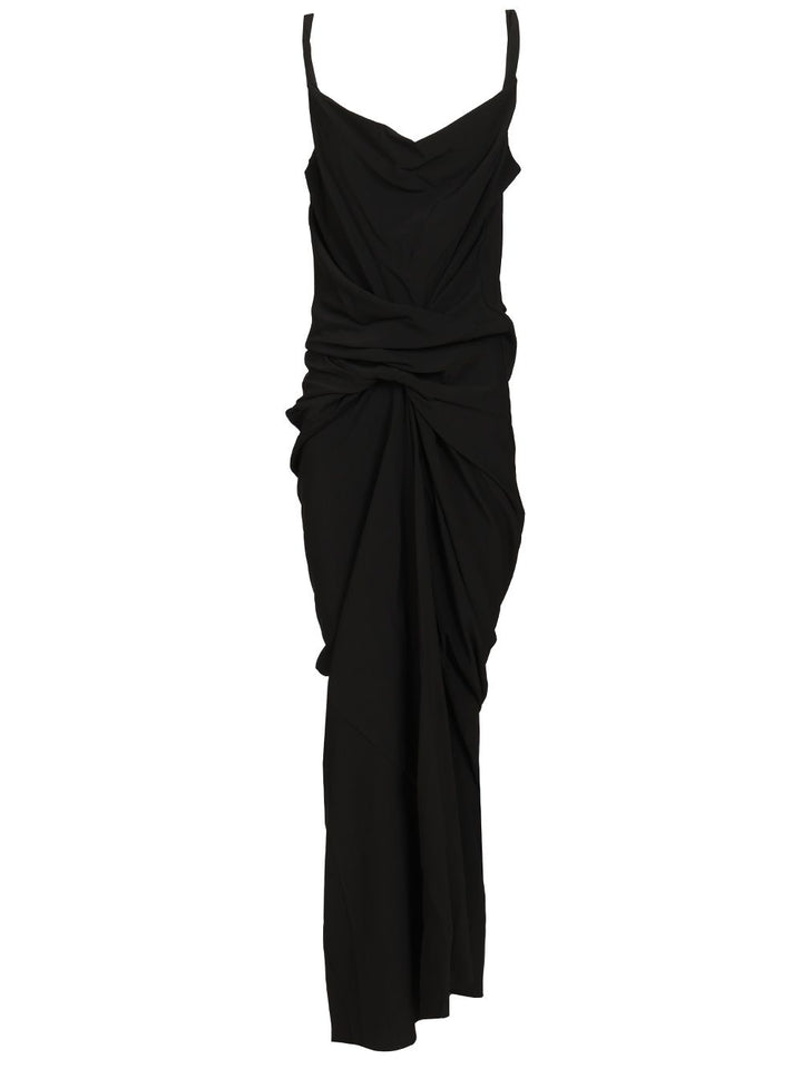 Rick Owens Strutter Draped Dress Heavy Cady Dresses - Black | 9f7f87ab93894e41426376ebfd7d24a8b39940c7