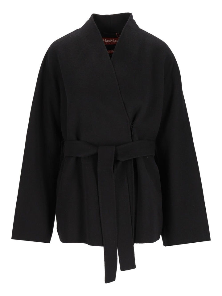 Max Mara Studio Cardigan Coat Coats - Black | 96c908353fdce326d37b1c2096bd322ad482c8a3