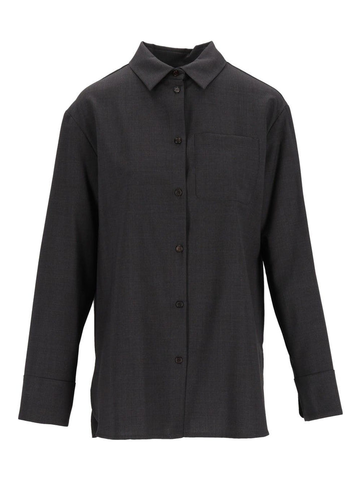 ' S Max Mara Basic Wool Canvas Shirt Shirts - Grey | 50296aa713ea232b43511cc76384407a35f7e190