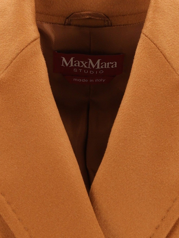 Max Mara Studio Double-Breasted Wool Drap Coat Coats - Beige | 3bed53a61a03adbceae7a8c23b29d17a6cfcd4d7