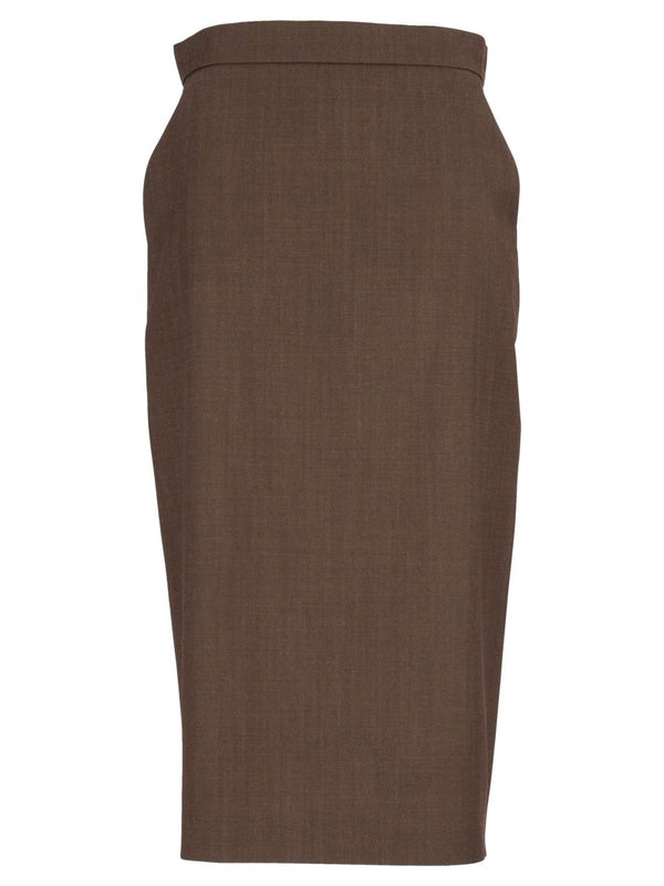 Omelia Pencile Skirt In Wool Gabardine Skirts Brown