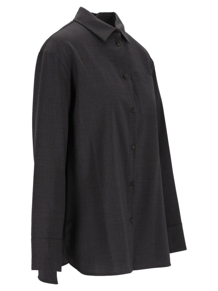 ' S Max Mara Basic Wool Canvas Shirt Shirts - Grey | e6d660922dbcd80454b270c0055e71c5eb47e852