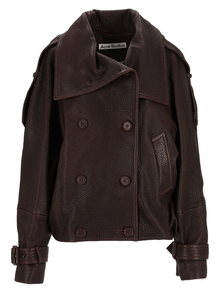 Acne Studios Full Grain Leather Jacket Jackets - Brown | c87605654283614d1ecf95236721a91899ae98cc