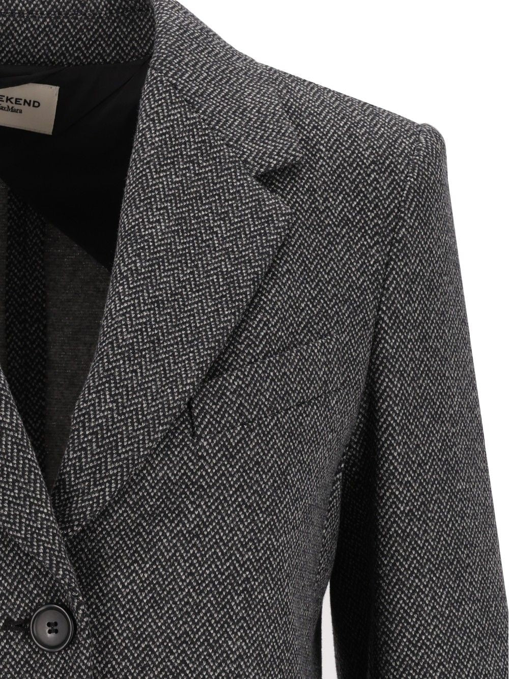 Weekend Max Mara Feroce Sigle Breast Wool Cotton Jacquard Blazer Jackets - Grey | 88fd25961245c2ecd82ce5ba4c602d36d78302c5