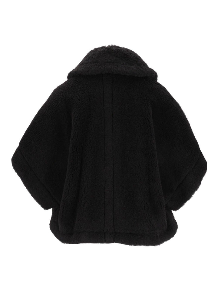 Max Mara Newterzo1 Teddy Short Cape With Collar And Pocket Jackets - Black | 98076c62e5c1b009d903670591df6faf86a2cb2a