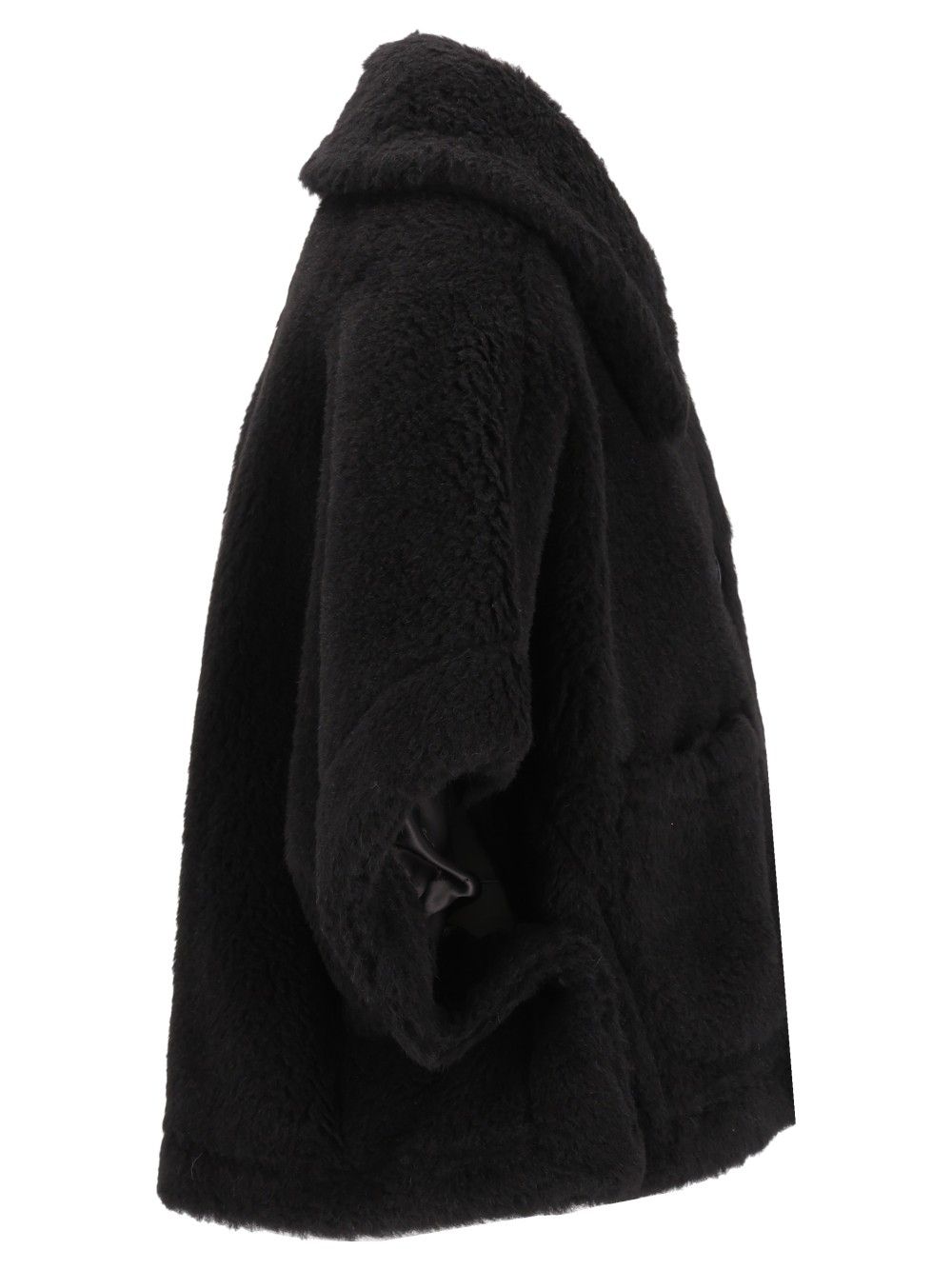 Max Mara Newterzo1 Teddy Short Cape With Collar And Pocket Jackets - Black | 2e4ed74a93d9ec7eb9ec7945f945aa2b47b417a7