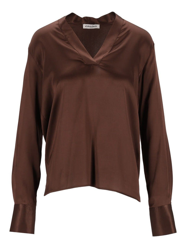 Long-Sleeved Tunic Tops Brown