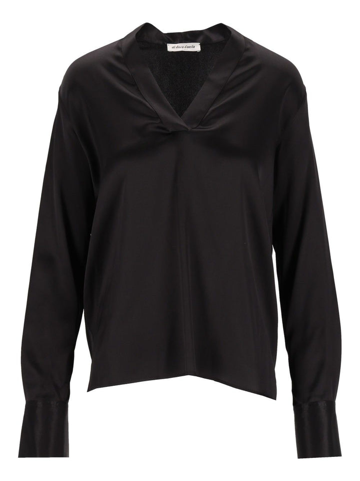 Al Duca D'Aosta Long-Sleeved Tunic Tops - Black | 8fd7f3710116d85cba815f1bc738d9c991145627