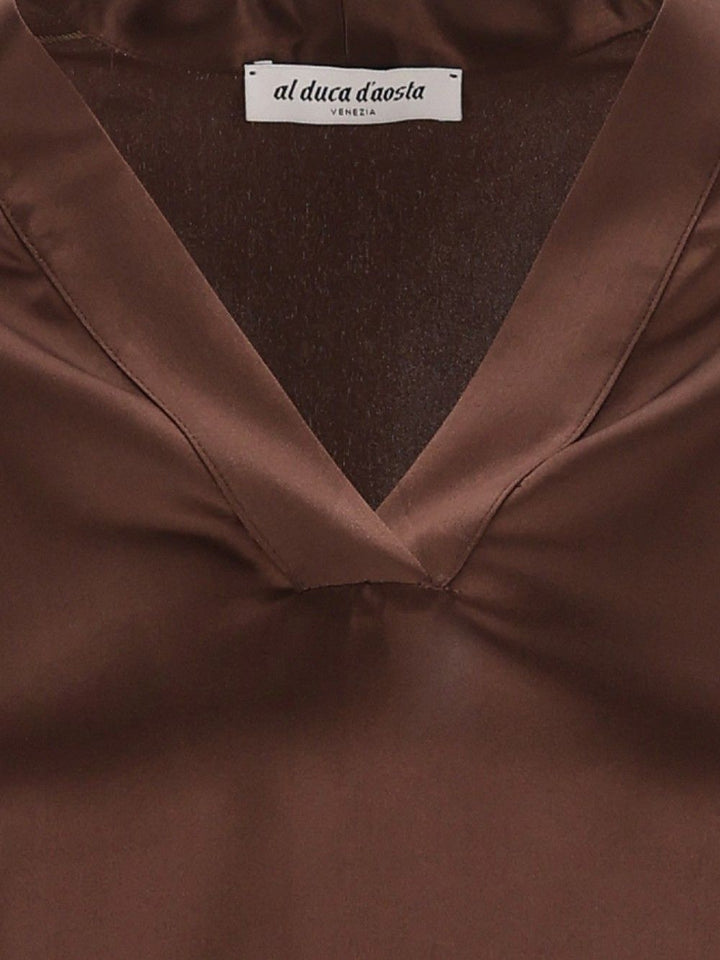 Al Duca D'Aosta Long-Sleeved Tunic Tops - Brown | e5b39dd31b3395c3b4dc41d676a8b06c9eb43fb0
