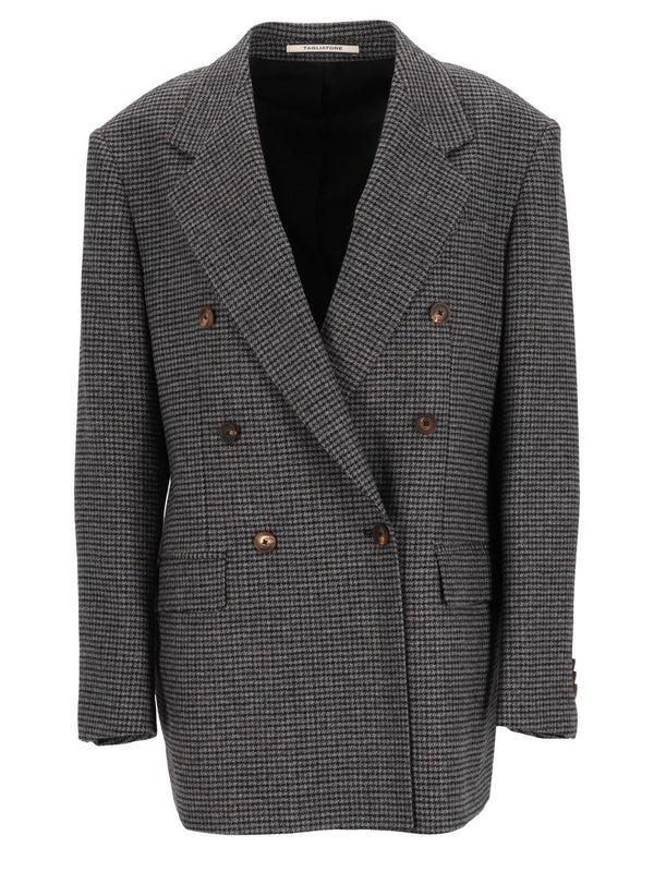 Giacca Over Loreley Double Breasted Micro Check Wool Jackets Grey