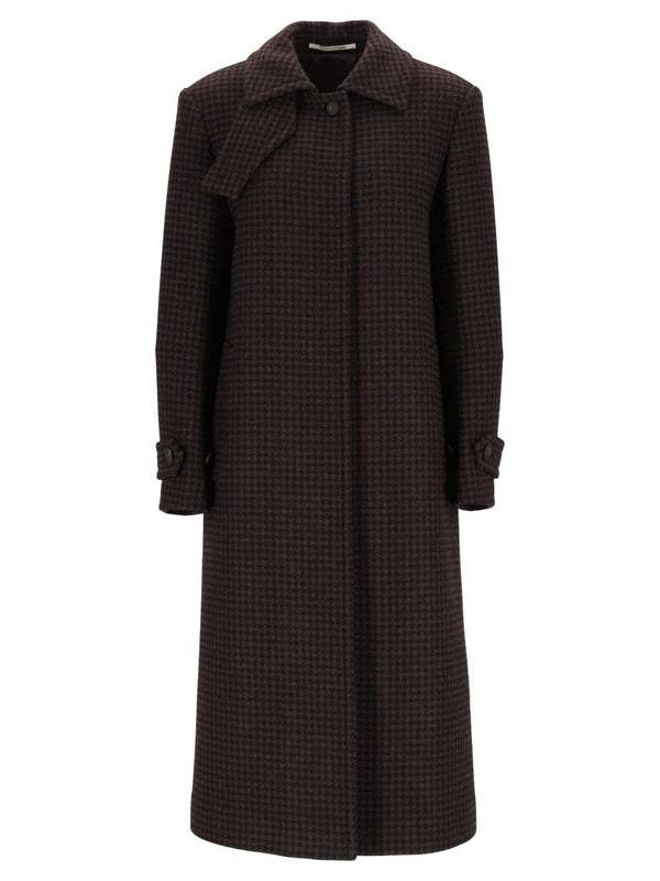 Cappotto Foderato Bethany Pied De Poule Wool Coats Brown