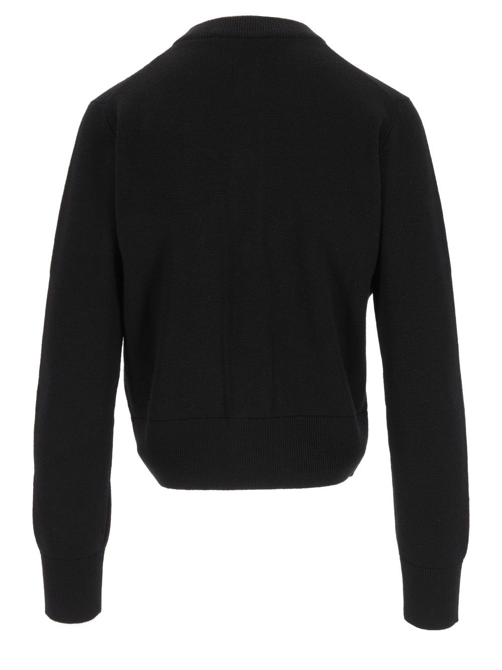 Ami Quota - Crewneck Cardigan With Ami De Coeur Knitwear - Black | eaabab1ac9b60b06958c0fbd84f3e38a2fc97779