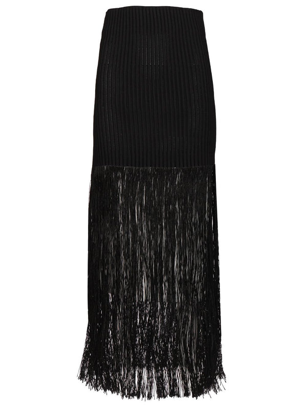 Fringed Skirt Tube Fringed Knit Skirts Black