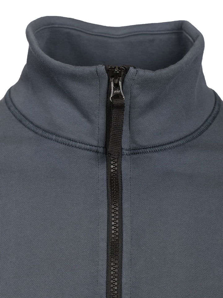 Stone Island Organic Cotton Sweatshirt With Short Zip Knitwear - Blue | 848f10c1df96654e25ce26d45244cca98098db26