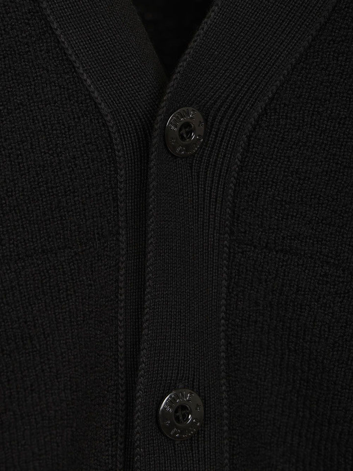 Stone Island V-Neck Cardigan Knitwear - Black | 0b5a3c1c17cedbe15a2b468e0c498c0a9216954d