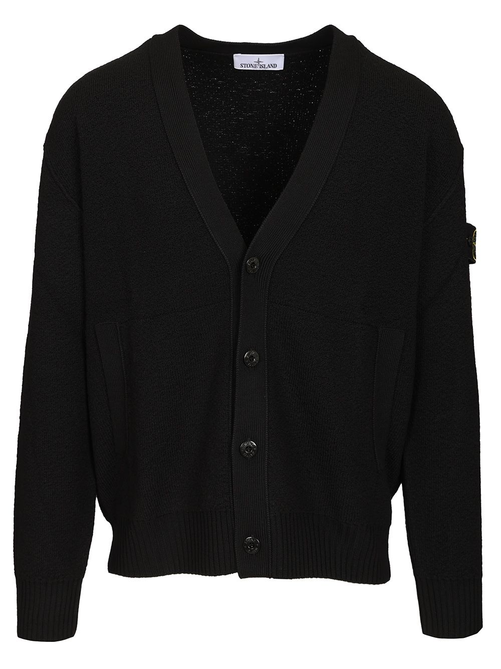 Stone Island V-Neck Cardigan Knitwear - Black | 67dac98fa5463d72a06fffdc0ec7ca7e3174bfbd
