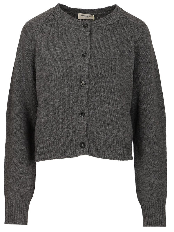 Ombrosa Wool Crewneck Cardigan Knitwear Grey