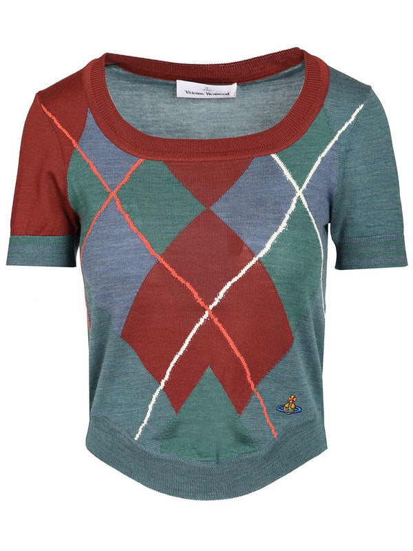 Argyle Wool And Cotton Sweater Knitwear Multicolor