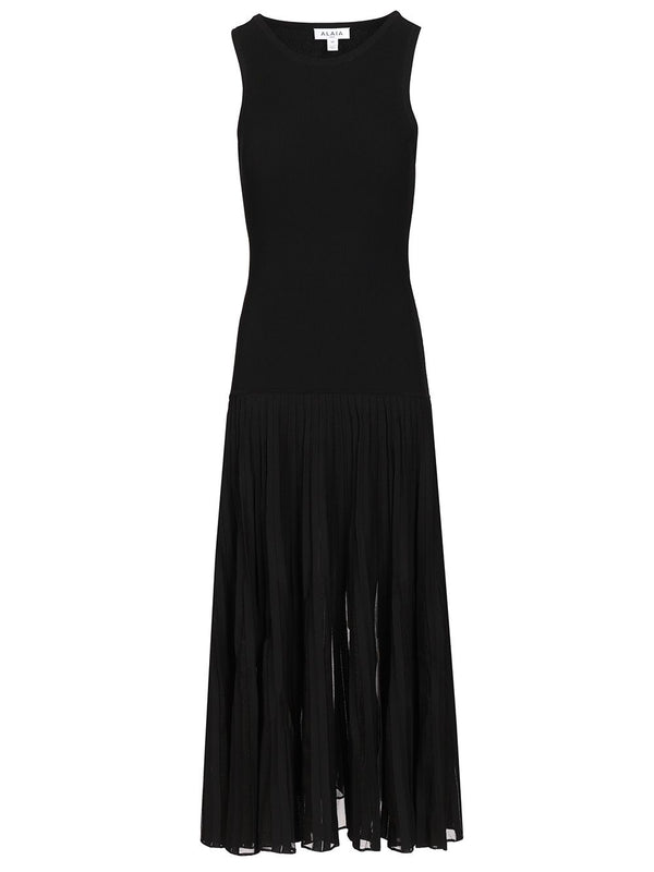 Pleat Dress Sheer Pleats Dresses Black