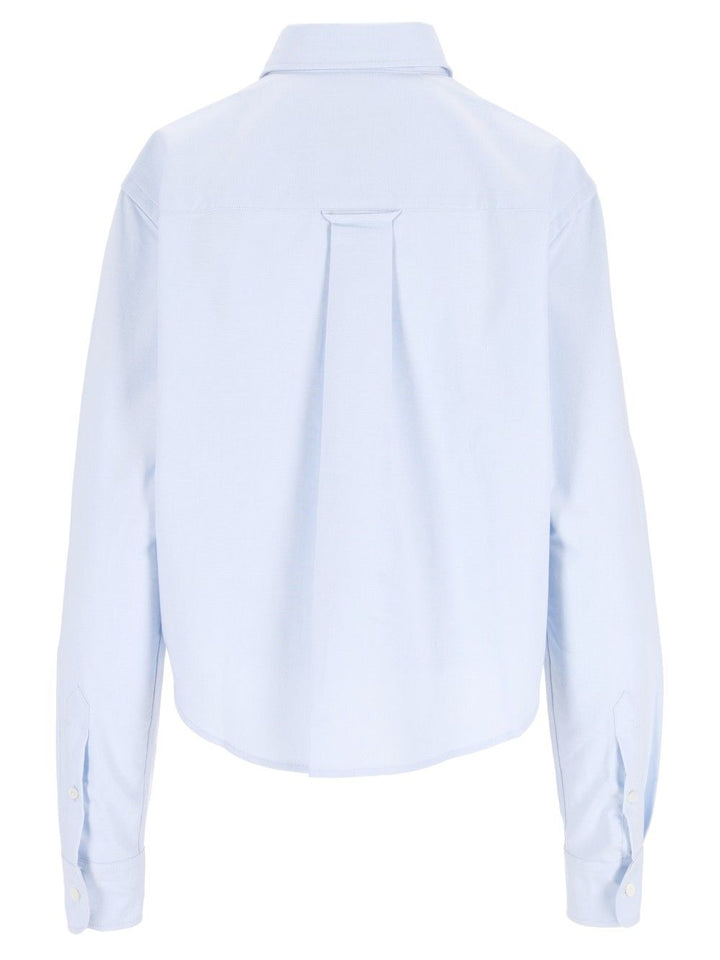 Ami Quota - Cropped Classic Fit Shirt With Embossed Ami De Coeur At Patch Pocket Shirts - Light blue | ec4ca4277ca714e446d756fe9d8d42f6b049e6a4