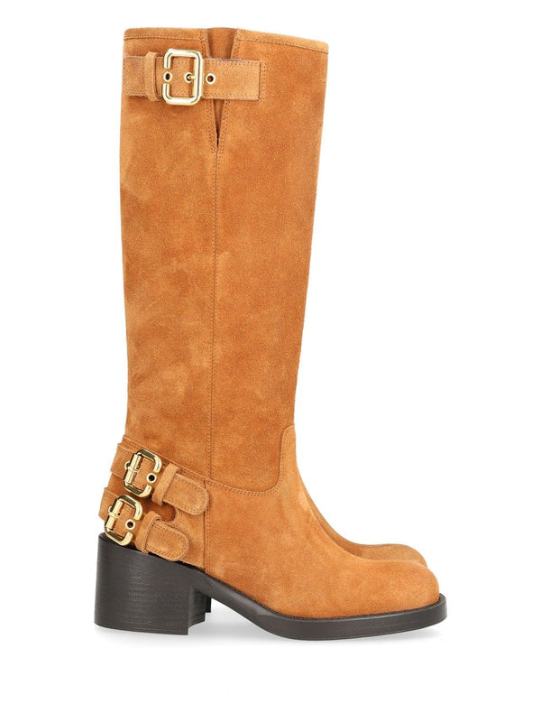 Dakota Suede Biker Boots Brown