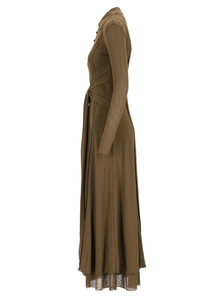 Ganni Marl Mesh Long Sleeve Maxi Tie Dress Dresses - Green | af5e162de666c5ca9874ee77b4a0aa4f6945efdc