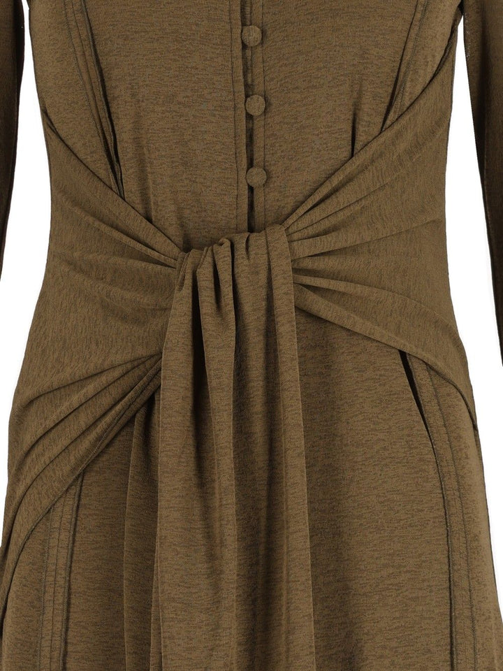 Ganni Marl Mesh Long Sleeve Maxi Tie Dress Dresses - Green | 82696ffec75698a12bb2470db0f4fe537c5dc114