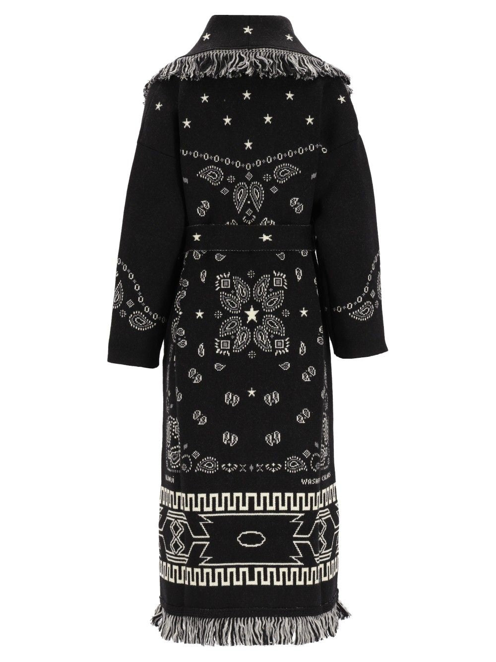 Alanui Wool Bandana Coat Knitwear - Black | 6d05c1e2d8c73e7d50169af14e2ec17bccbca89d