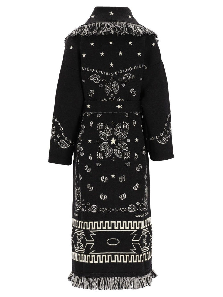 Alanui Wool Bandana Coat Knitwear - Black | 6d05c1e2d8c73e7d50169af14e2ec17bccbca89d