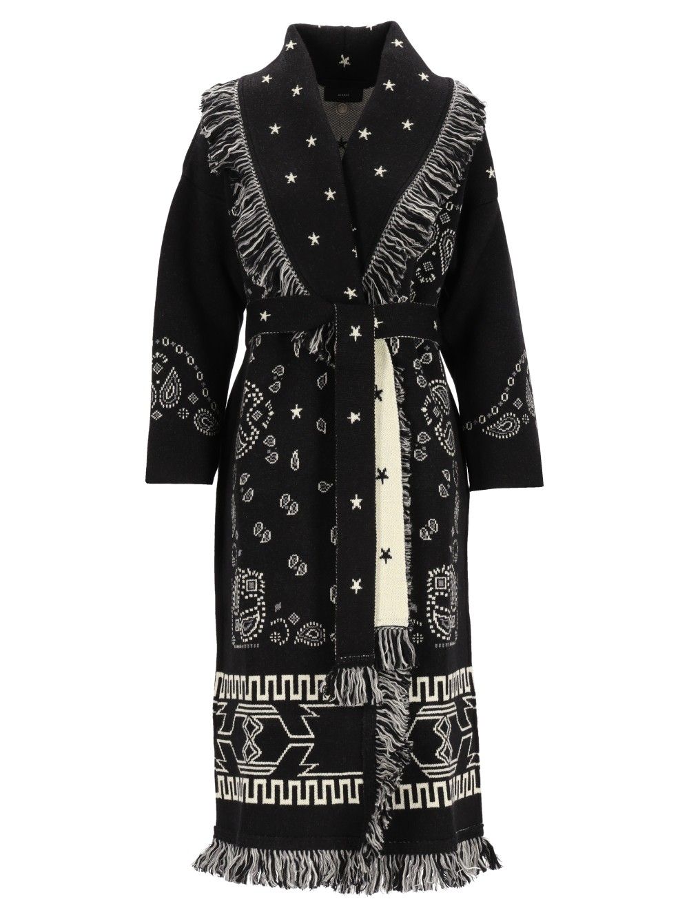 Alanui Wool Bandana Coat Knitwear - Black | 9cdd4b53a407b6adc96d525851df61f488e8f0f1