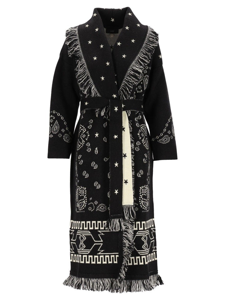 Alanui Wool Bandana Coat Knitwear - Black | 9cdd4b53a407b6adc96d525851df61f488e8f0f1