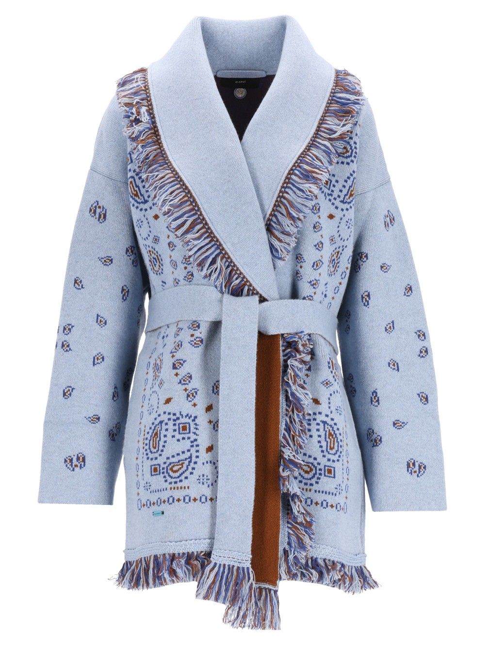 Alanui Cashmere Bandana Cardigan Knitwear - Light blue | 2f5577165175f321b7c1ddc8e84b1db4783a4eba