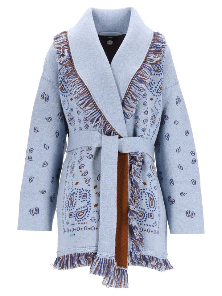 Alanui Cashmere Bandana Cardigan Knitwear - Light blue | 2f5577165175f321b7c1ddc8e84b1db4783a4eba