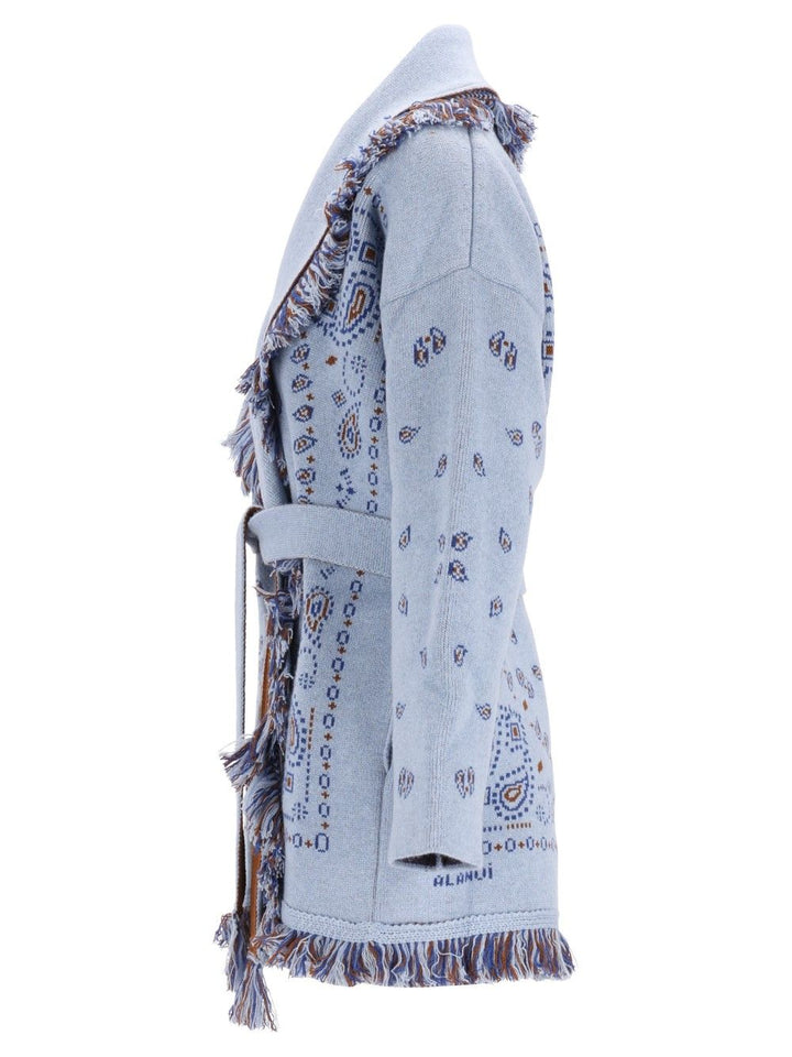Alanui Cashmere Bandana Cardigan Knitwear - Light blue | 16d40a1b784ca2e5736e7687de89c8a607058724