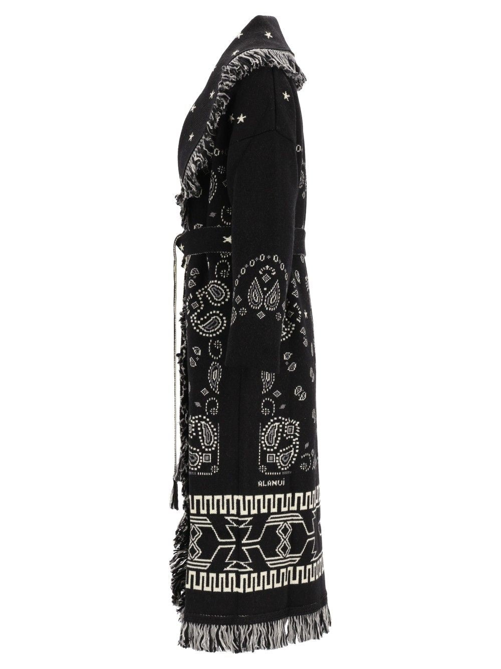 Alanui Bandana Jacquard Coat Knitwear - Black | af6858f9473c70a3f8b836aab0c70c6187936a3f