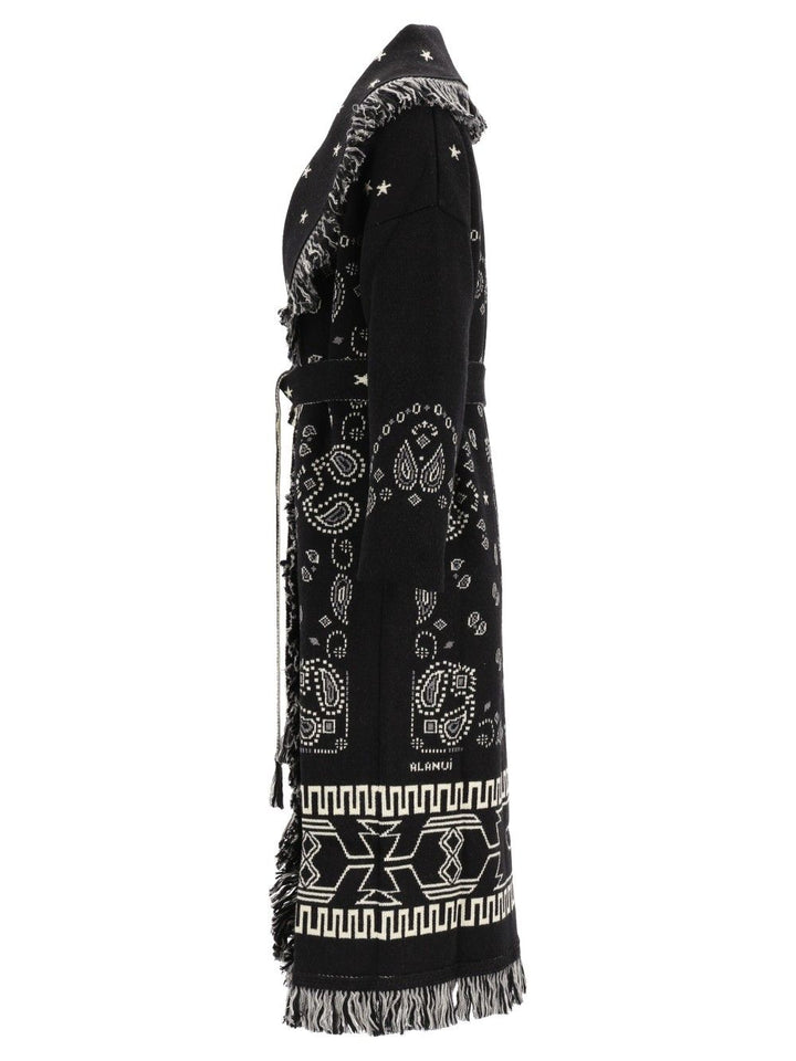 Alanui Bandana Jacquard Coat Knitwear - Black | af6858f9473c70a3f8b836aab0c70c6187936a3f