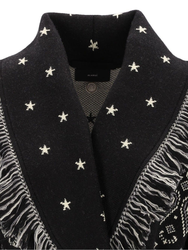 Alanui Wool Bandana Coat Knitwear - Black | c0ef86498878f8a4b4756f9a63e6d2bd5745ba21