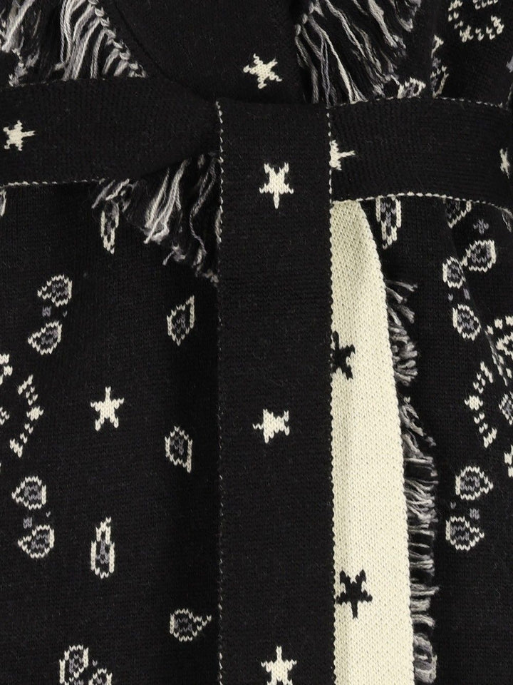 Alanui Wool Bandana Coat Knitwear - Black | 6aca0f37e43775e96fe438d4fac29611642a474b