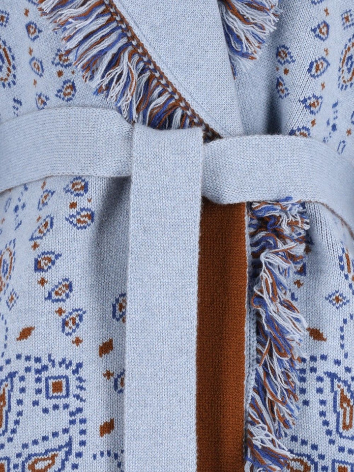 Alanui Cashmere Bandana Cardigan Knitwear - Light blue | e1df84e3ec0078f5c269f18c36ece1925ff2f52c