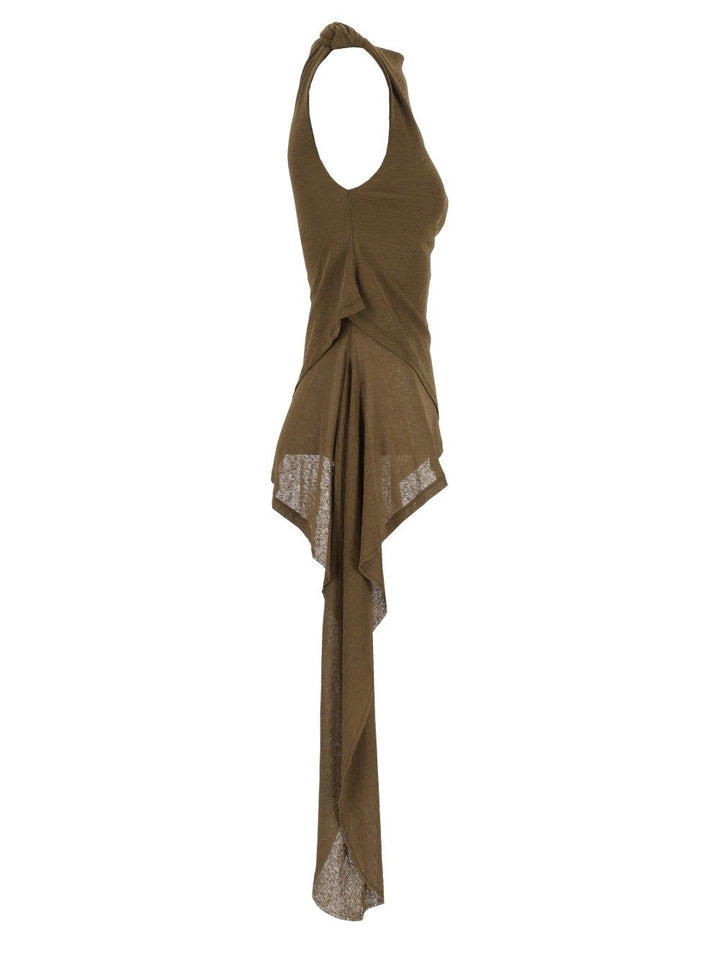 Ganni Marl Mesh Tie Knot Tank Top Tops - Green | 3e369261fd187db04dceca2a5b6d41f0cb246371