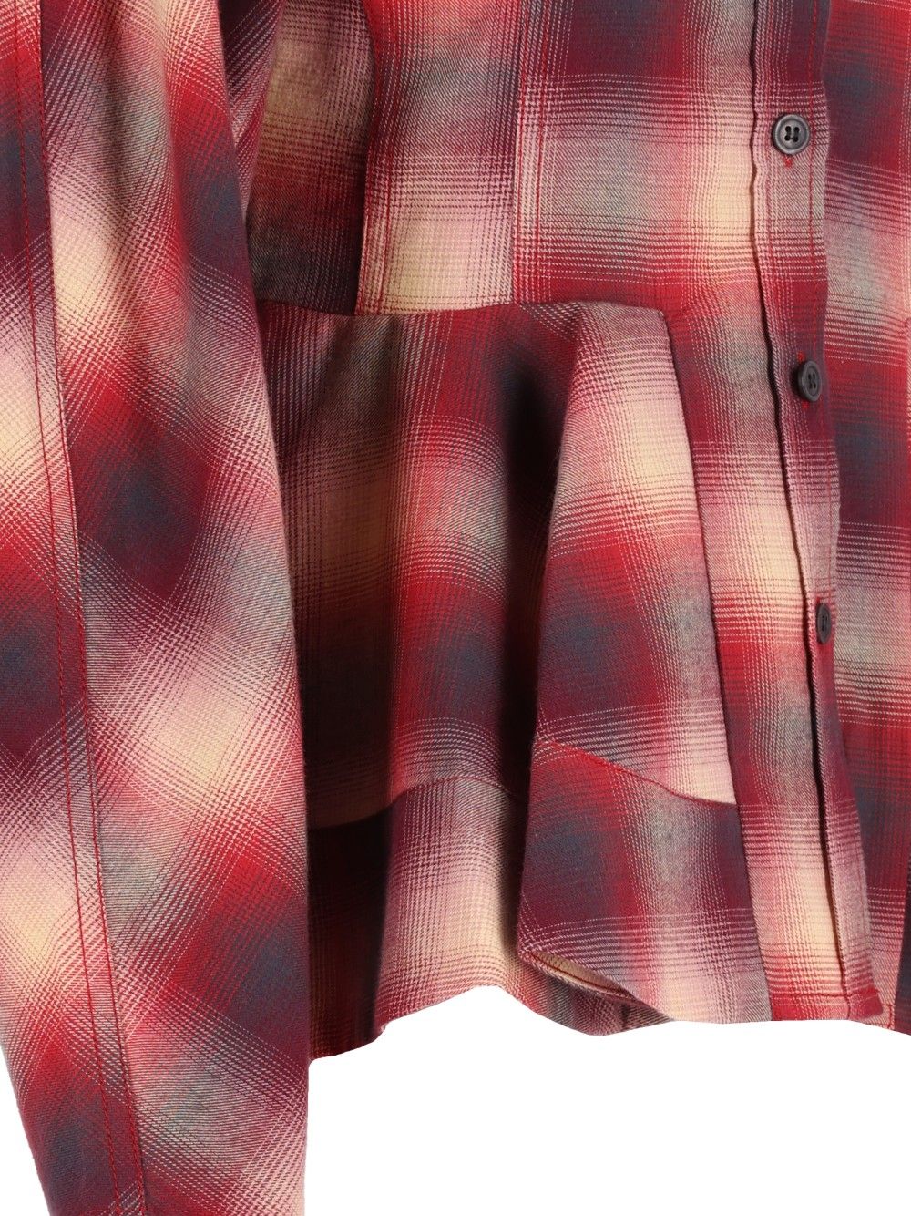 Ganni Cotton Flannel Check Peplum Shirt Shirts - Red | b57cef7375891d34363a559f0be1f1dd07c47718